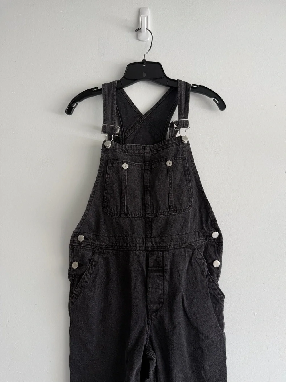 We The Free Women's Black Cotton Denim Overall Jumpsuit Size 26 8662